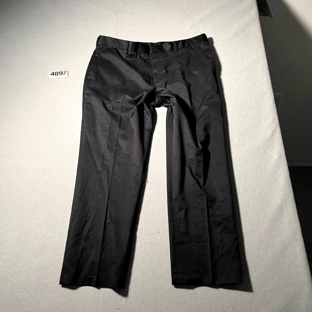 Perry Ellis Portfolio Dress Pants Mens 38x30 Black Adjustable Waist Flat Front
